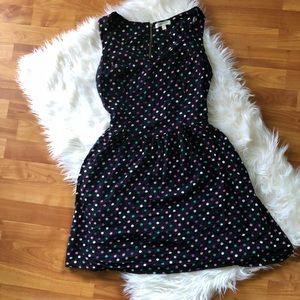 Navy Blue Fit and Flare with Pastel Polka-Dots
